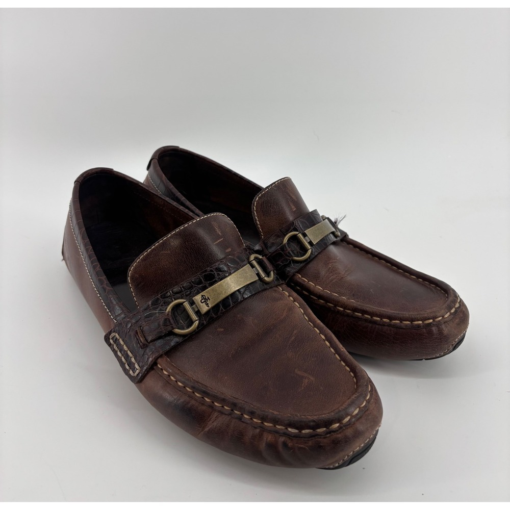 Cole Haan Somerset Bit Loafers Men's 11 Brown Leather Croc Embossed C11396